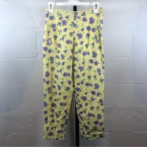 Lilly Pulitzer Linen Blend Floral Crop Pants Size 4 Yellow Purple